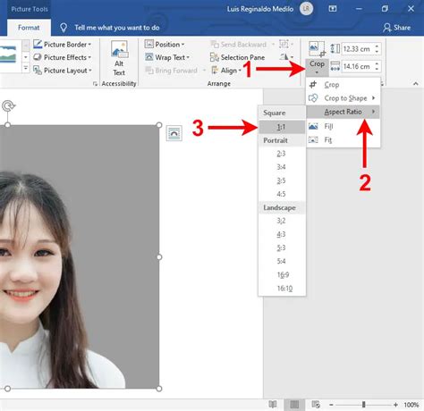 How to Make 1x1 Picture in Word: Step.
